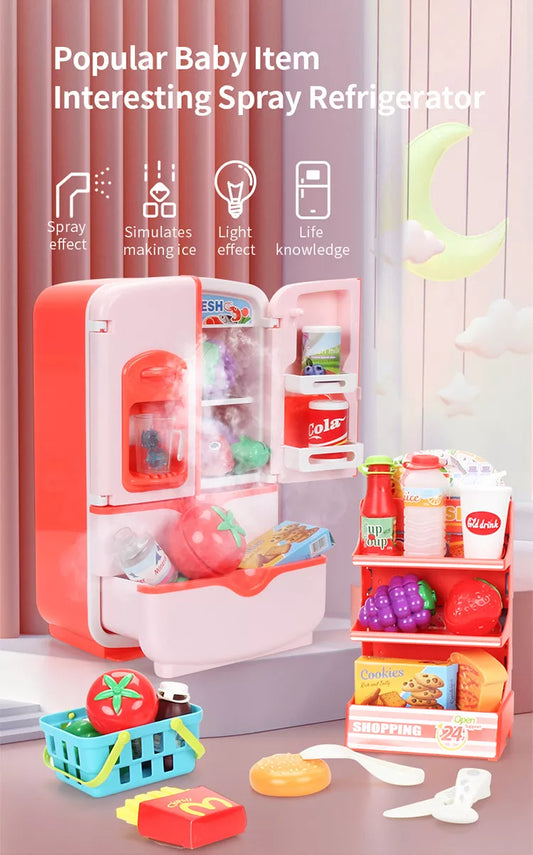 Baby Touch sensitive spray refrigerator with light and sound Kids Kitchen Toys